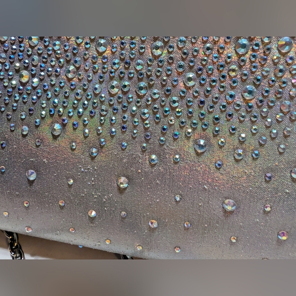 INC International Concepts Carolyn Ombre Clutch Silver Chain Shoulder Rhinestone - Picture 11 of 13